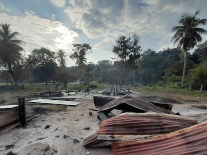 Algunos de los destrozos llevados a cabo por los invasores en la aldea Wilu en Nicaragua.