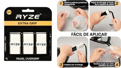 Tres ‘overgrips’ de material ultra absorbente.