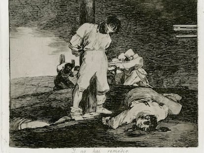 Primera edición de 'Desastres de la guerra 15': 'Y no hay remedio', de Francisco de Goya (h. 1810-1814).