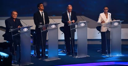 Candidatos no debate, na sexta.