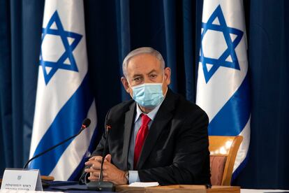 El primer ministro israelí, Benjamín Netanyahu, en la reunión del Gobierno del domingo.