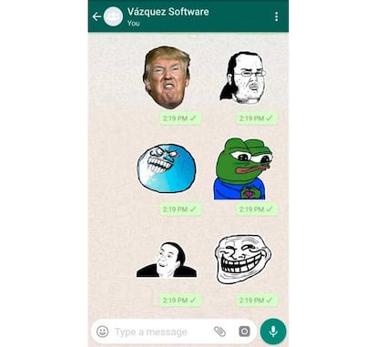 Algunos de los memes que podemos enviar como stickers en WhatsApp con esta app