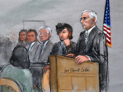 Dzokhar Tsarnaev durante o julgamento em Boston.