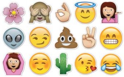 Panel de emoticonos empleados en WhatsApp.