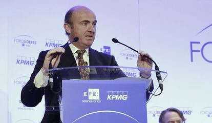 Lu&iacute;s de Guindos en el Foro L&iacute;deres este martes.