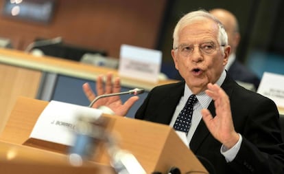 Josep Borrell, este lunes ante el Parlamento Europeo.