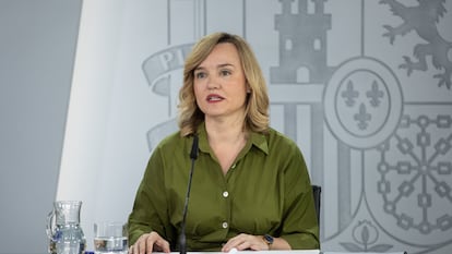La portavoz del Gobierno, Pilar Alegría, tras el último Consejo de Ministros.