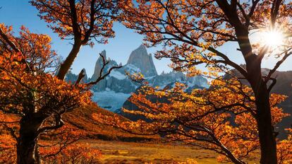 Outono no monte Fitz Roy na Patagônia, Argentina.