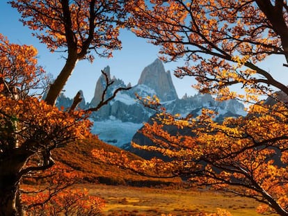 Outono no monte Fitz Roy na Patagônia, Argentina.