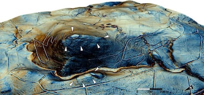 Imagen obtenida por el sistema de visuallización Lidar del campamento romano Castrillón (Touro, A Coruña). 