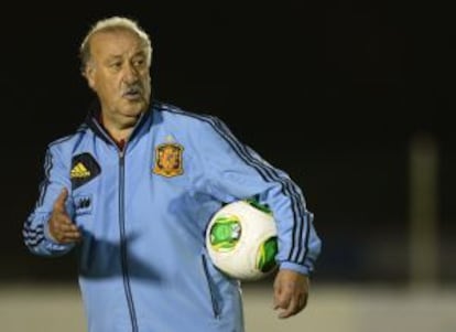 Del Bosque, en el entrenamiento de ayer.