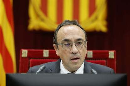 El president del Parlament, Josep Rull, en un momento del Pleno.
