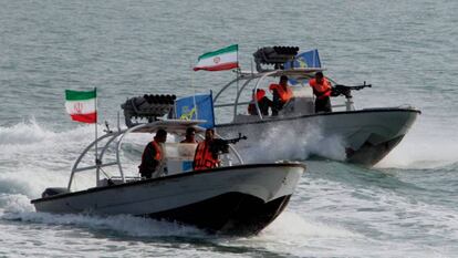 Lanchas de la Guardia Revolucionaria iraní, el pasado día 2. 