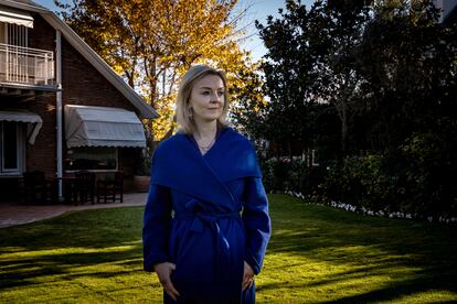 Liz Truss, fotografíada en la residencia del embajador británico en Madrid, el jueves.