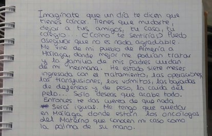 Carta de Ángela a la delegación de Educación.