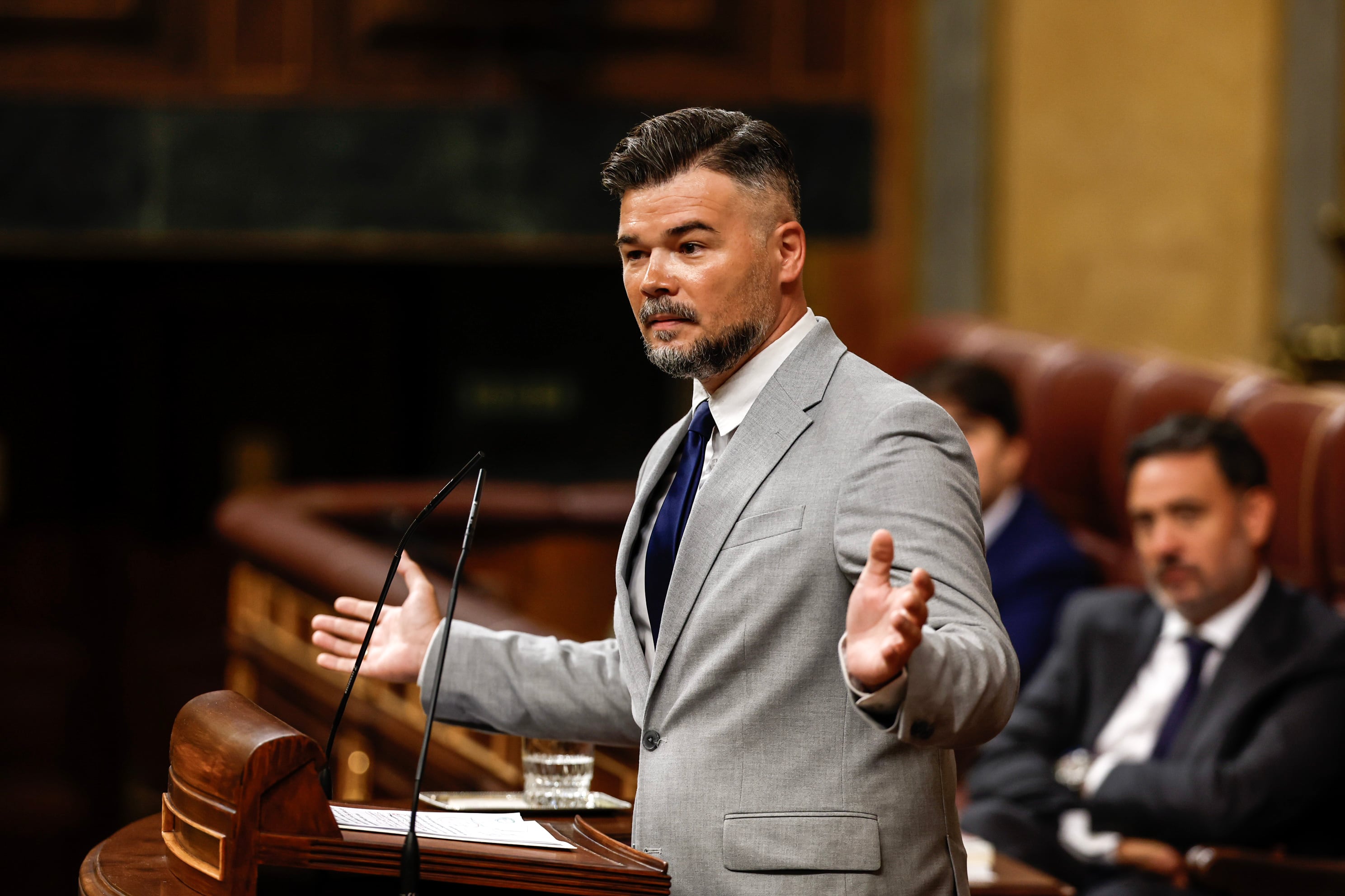 El portavoz de ERC en el Congreso, Gabriel Rufián, este jueves en el Congreso de los Diputados.