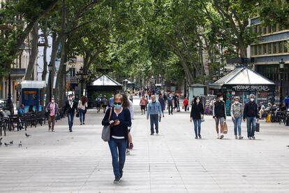 Aspecto de las Ramblas de Barcelona este lunes.