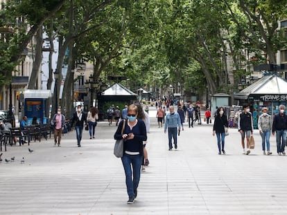 Aspecto de las Ramblas de Barcelona este lunes.