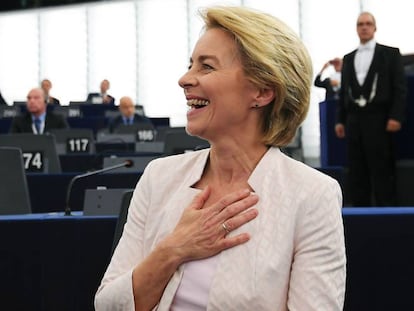 La nueva presidenta de la Comisión, el día de su elección en Estrasburgo.