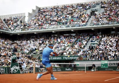 Nadal, durante un partido en la Philippe Chatrier.