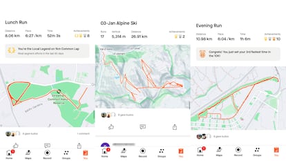 Capturas de pantalla de un usuario de la aplicación Strava.