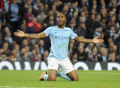 Sterling, durante un partido con el Manchester City.