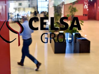 Logotipo del grupo Celsa en una de sus oficinas.