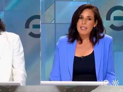 Francisco Sierra y  Roció de Meer durante el debate de Canal Sur.