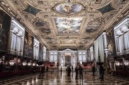 Pinturas de Tintoretto en la Scuola Grande di San Rocco, en Venecia (Italia).