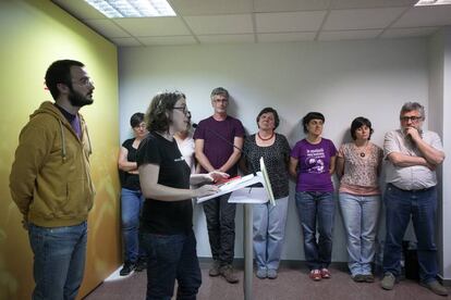 Roda de premsa després de l'assemblea en la qual van decidir vetar els Pressupostos.