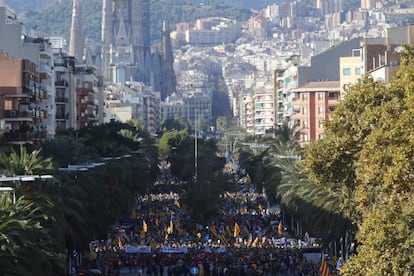 La calle Marina de Barcelona, minutos antes del inicio de la manifestación.