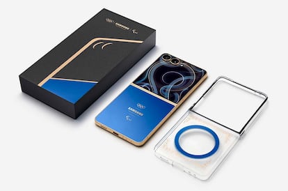 Diseño del teléfono Samsung Galaxy Z Flip7 Olympic Edition