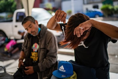 Two fentanyl users in Tijuana (Mexico), in October 2022.