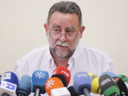 Francisco Fern&aacute;ndez, secretario general de UGT Andaluc&iacute;a, en rueda de prensa el pasado agosto.