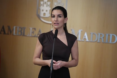 La portavoz de Vox en la Asamblea de Madrid, Rocío Monasterio, en la Asamblea de Madrid, el pasado 15 de febrero.