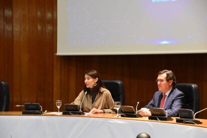 Pilar Llop y Antonio Garamendi en el I Foro de Transformación Digital de la Administración de Justicia