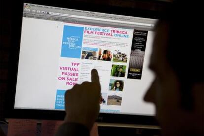Página del Festival de Cine de Tribeca, en la que se anuncia la oferta virtual.