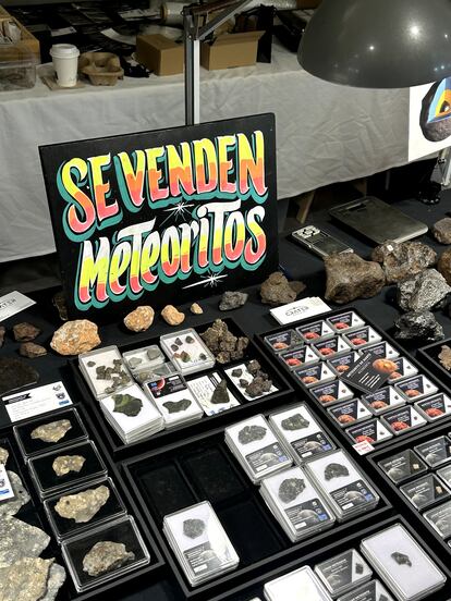 Puesto especializado en meteoritos de la Feria Internacional de Minerales, Fósiles y Meteoritos.