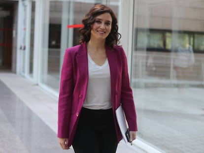  Pleno de la Asamblea de Madrid. En la imagen, la candidata popular Isabel Díaz Ayuso. 