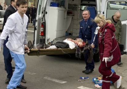 Imagen de uno de los heridos tras el suceso ha ocurrido en el metro de Minsk, la capital de Bielorrusia.