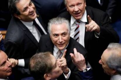 Michel Temer ao tomar posse como presidente em 31 de agosto, no Congresso.