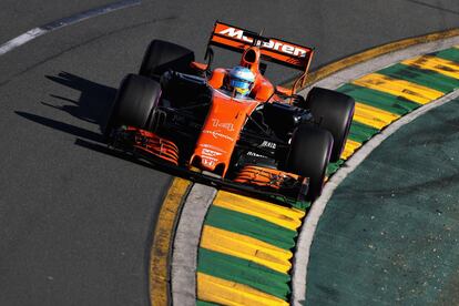 El piloto español Fernando Alonso, en un momento de la carrera.