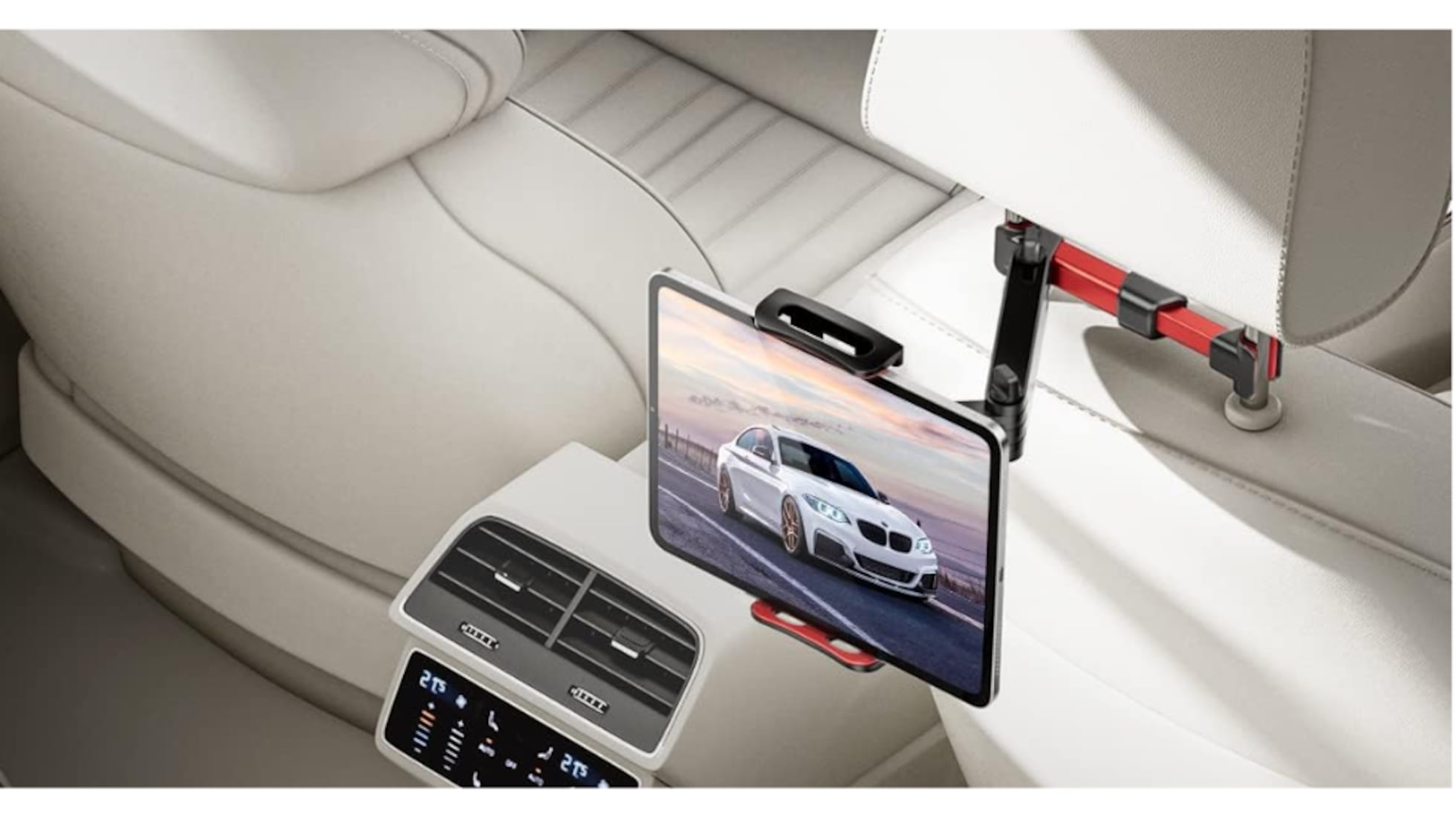 STHIRA Tablet Holder for Car featuring 360° Rotatable Mount fits 6–15 in Devices | ABS and Silicone Secure Vent Clamp