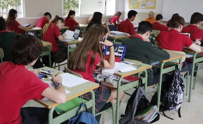 Un aula de un colegio valenciano concertado. 