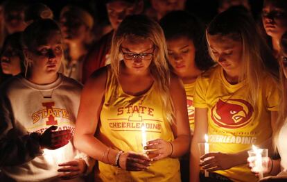 A vigil at Iowa State university for Celia Barquín.