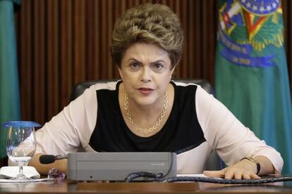 Dilma Rousseff, durante encontro com juristas nesta segunda-feira.