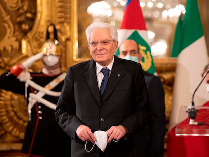 El presidente italiano, Sergio Mattarella, en el Palacio del Quirinal, el 29 de enero de 2021.