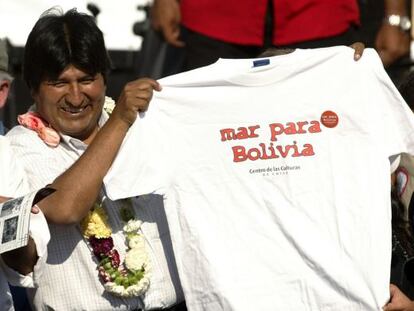 Evo Morales en la Cumbre de Pueblos Iberoamericanos, en Santiago de Chile.