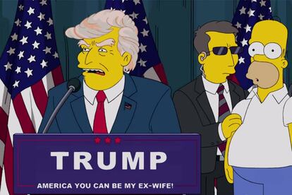 Un fotograma con el personaje de Donald Trump como político en la serie de animación 'Los Simpson'.