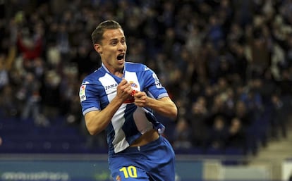 Abraham celebra un gol ante el Rayo.